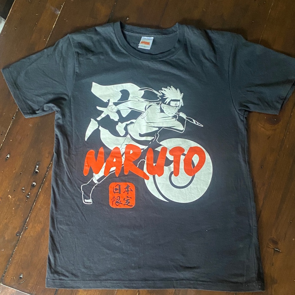 Black Naruto Graphic Anime Tee. Japanese brand. Medium.